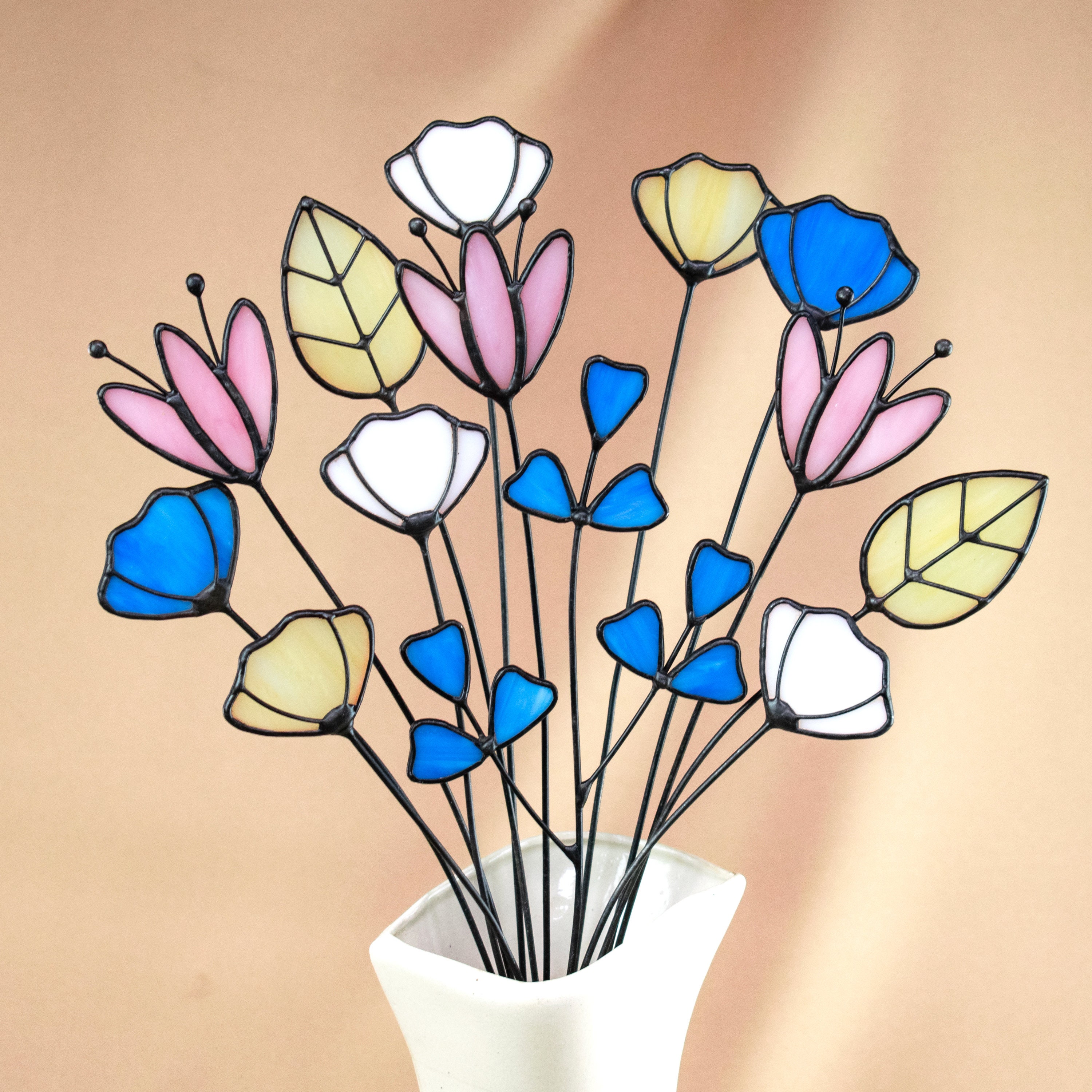 3D Spring Stained Glass Wildflower Bouquet, Monet Flower Stems, Everlasting  Flowers, Plant Stake, Trending Flowers, Home and Garden, 