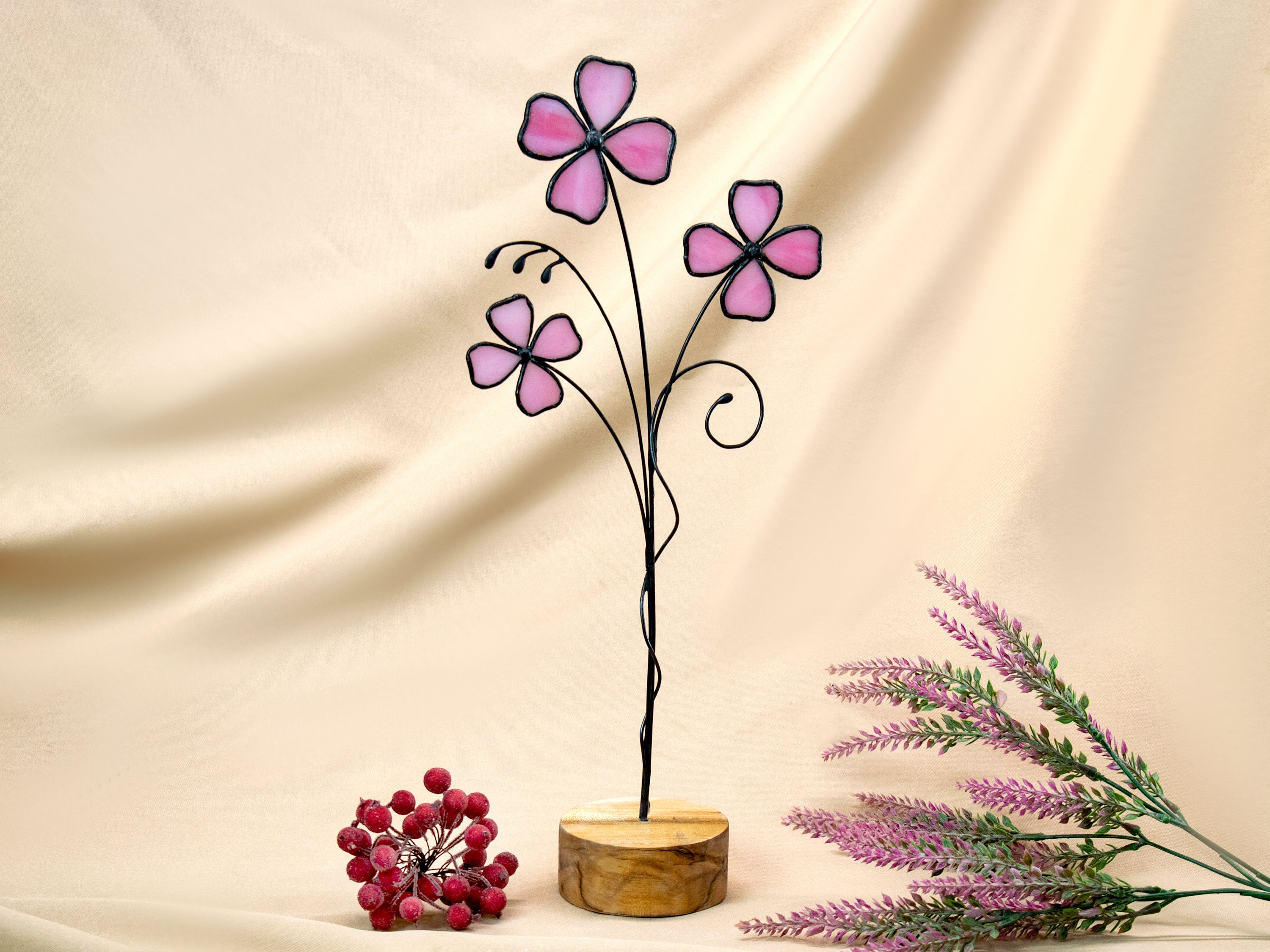 Stain Glass Flower on Stem Glass Flowers on Stand Stained Etsy