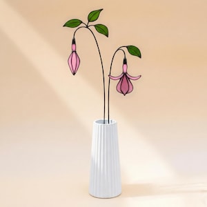 Fuchsie Buntglas Blumenstrauß: Handgemachtes Glaskunst Dekor