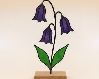 Bellflower Stained Glass Flower: Botanical Home Decor