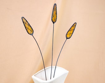 Stained Glass Flower on a Stem Cattail - Single Branch