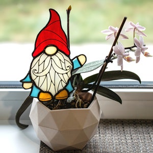 Stained Glass Gnome Garden Stake, Plant Stake image 5