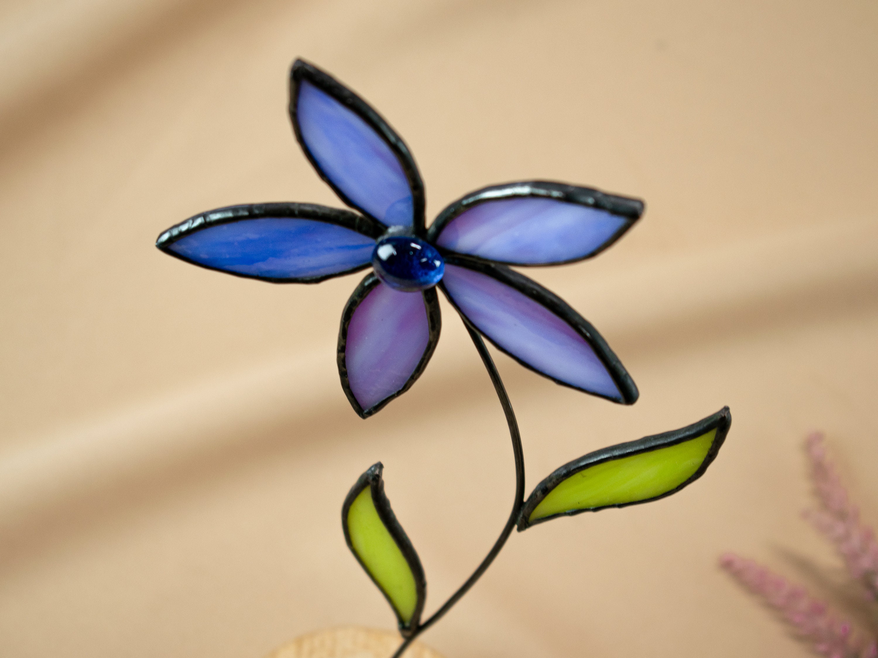 Stain Glass Flower on Stem Glass Flowers on Stand Stained Etsy