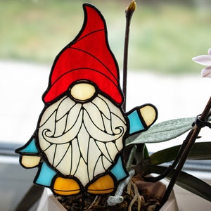 Stained Glass Gnome Garden Stake, Plant Stake image 4