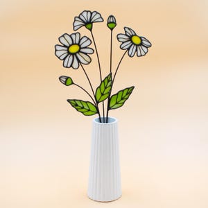 Сamomile Flower Stained Glass,  Glass flowers bouquet