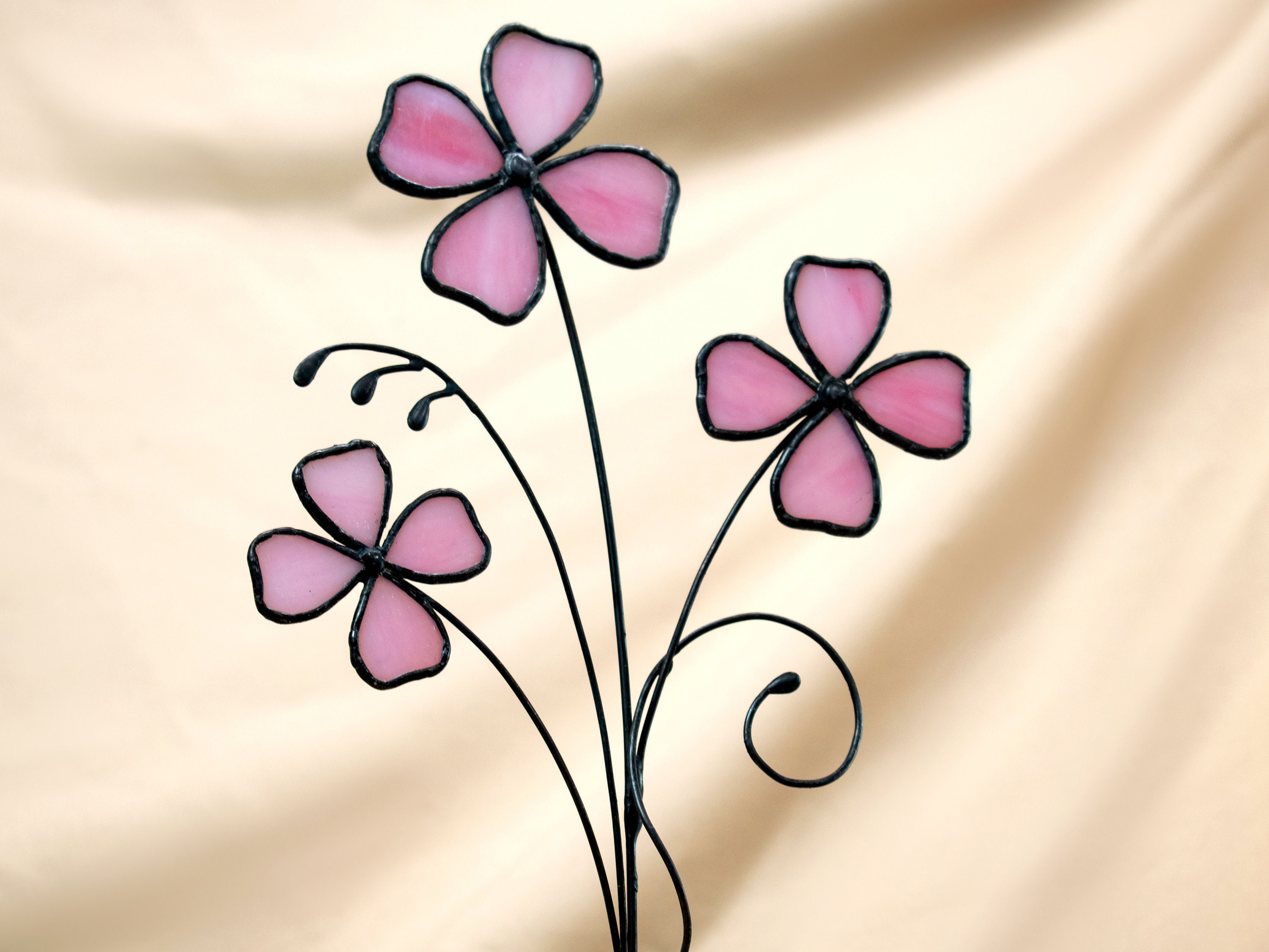 Stain Glass Flower on Stem Glass Flowers on Stand Stained Etsy