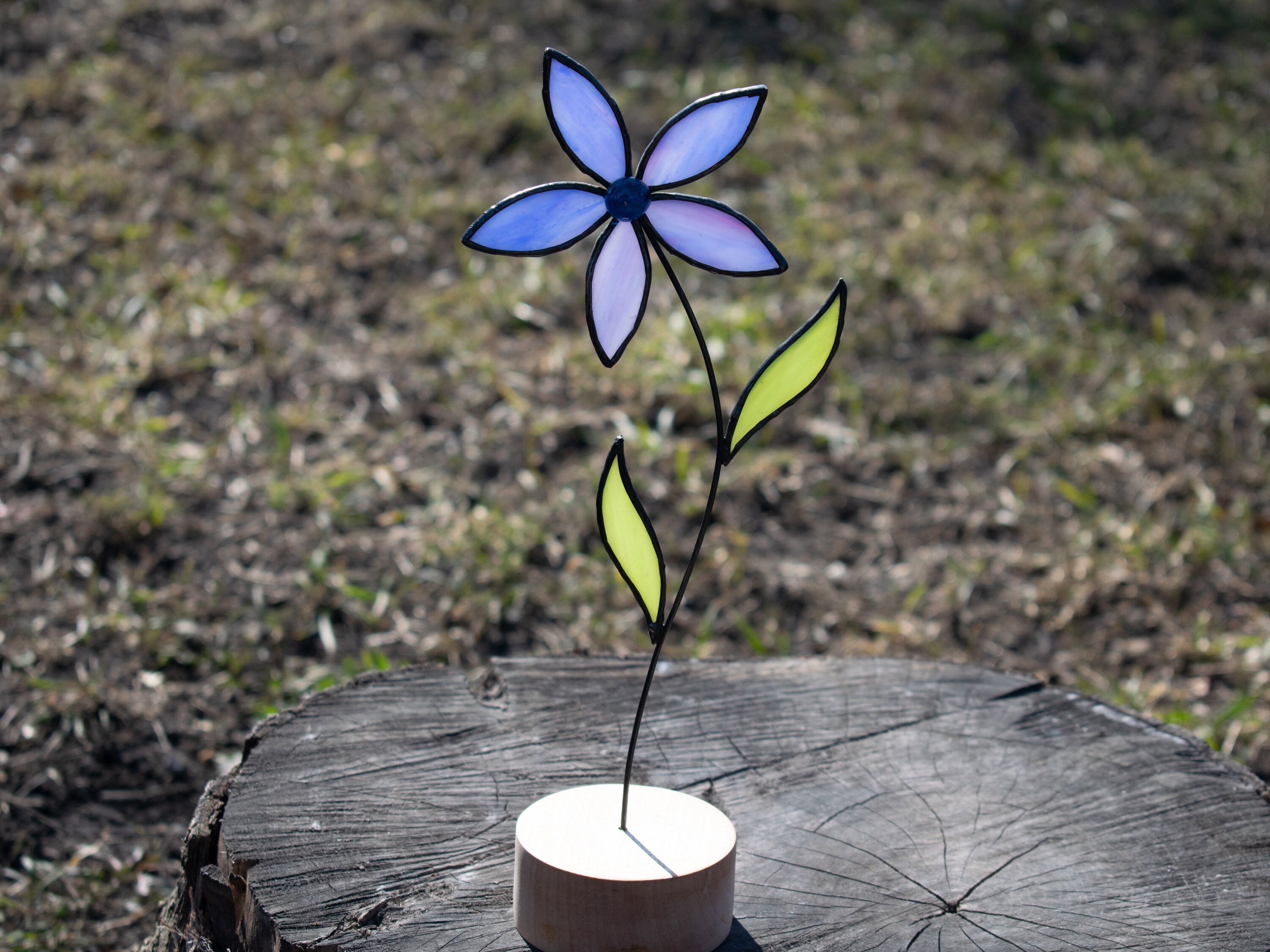 Stain Glass Flower on Stem Glass Flowers on Stand Stained Etsy