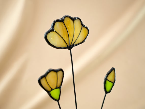 Stained Glass Flower on Stem Glass Flowers on Stand Stained Glass  Suncatcher Suncatcher Window Dream Catcher 