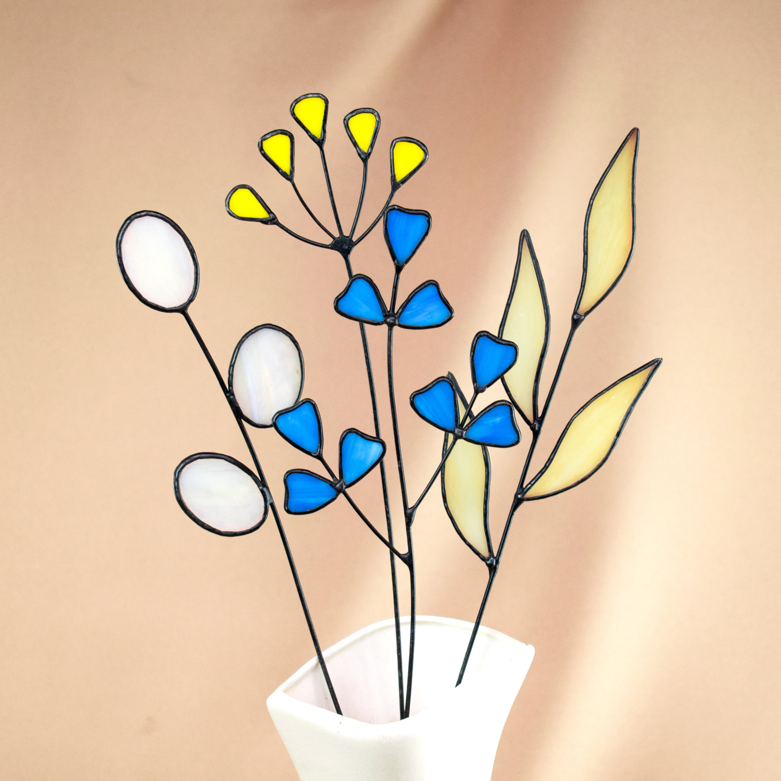 Stained Glass Flower Bouquet on Stem 3d Stained Glass Glass Etsy Canada