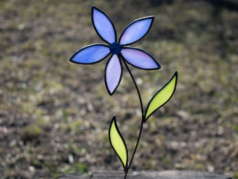 Stain Glass Flower on Stem Glass Flowers on Stand Stained Etsy