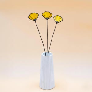 Stained Glass Yellow Flower on a Stem - Single Branch