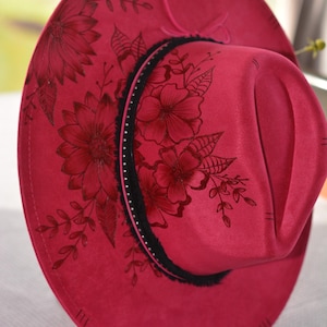 Shnflower burned hat - by hand