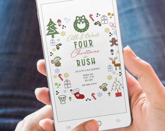 All I Want FOUR Christmas Birthday Invitation