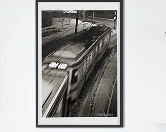 UTA Trax Train Picture at night