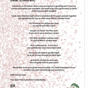 Reindeer Food Poem Letter from Elf