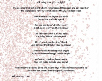 Reindeer Food Poem Letter from Elf