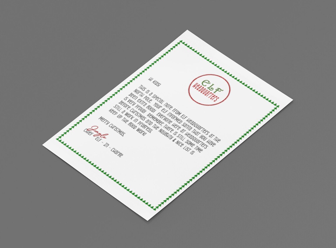 Good Job Letter From ELF Headquarters - Etsy