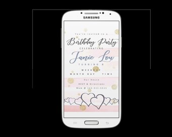 Pink Gold Birthday Invitation