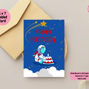 Happy Birthday, Outer Space Happy Birthday Card, Birthday Gift, Space Card, Gift, Birthday Card, Printable Card, Blank Card, Print and Fold