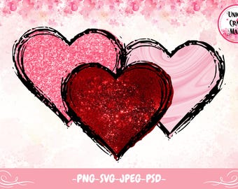 Diseño de corazones brillantes para San Valentín (png, svg, jpeg, psd) Descarga digital