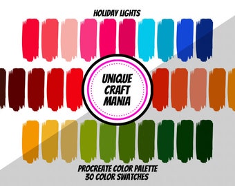 Procreate Color Palette, Holiday Lights, Festive Palette, Christmas Color, Color, Color Swatches, iPad Procreate Tools