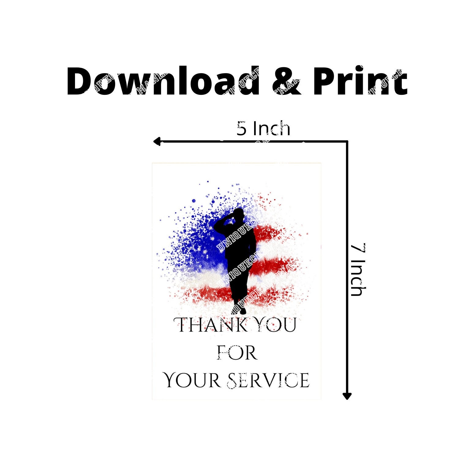 Thank You for Your Service Card, Thank You Card, Military Card