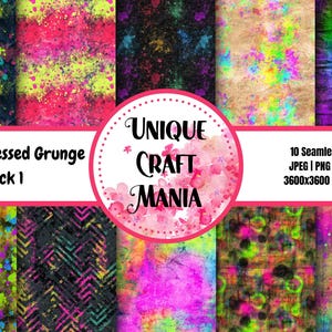 Neon Distressed Grunge Digital Paper Pack, Neon Distressed, Distressed Grunge, Grunge Pattern, Distressed Pattern, Sublimation, PNG, Digital