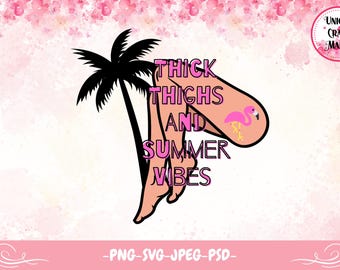 Muslos gruesos, ambiente veraniego, flamenco, palmera PNG SVG (impresión digital)