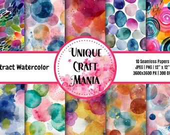 Paquete de papeles digitales sin costuras con efecto acuarela abstracta (10 papeles)