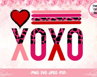 Diseño de San Valentín XOXO, imagen de sublimación de corazón (png, svg, jpeg, psd)