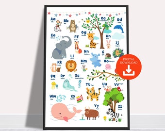 Learning poster alphabet, ABC poster for children's room decoration - learn letters