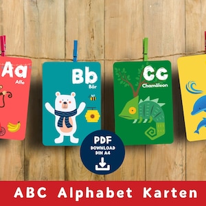 Cartões do alfabeto ABC | Flashcards Letras Alemãs | para crianças (pré-escola)