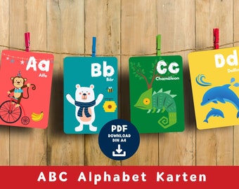 ABC Alphabet Karten | Lernkarten Deutsche Buchstaben | für Kinder (Vorschule)