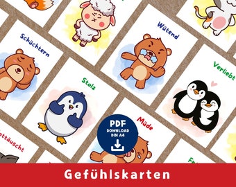 Feelings cards | Montessori | Feelings children | To print | Learning material kindergarten | Emotion cards