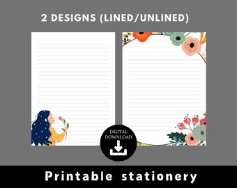 Printable Stationery Set - Flowers, Girls