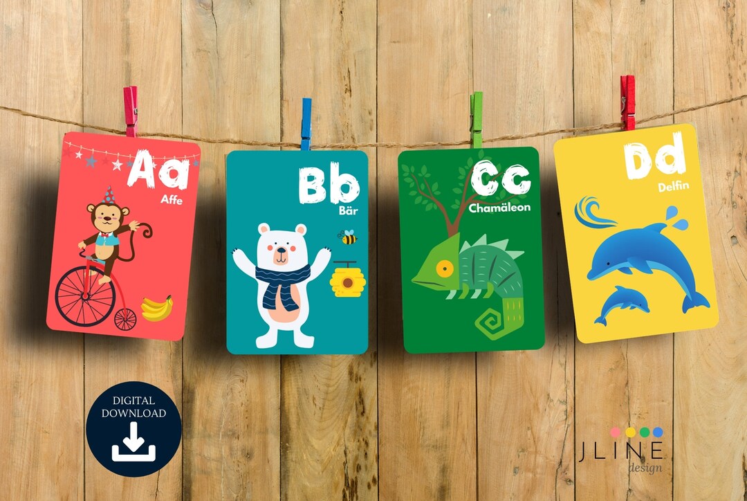 ABC Alphabet Maps Flashcards German Letters for Children Etsy