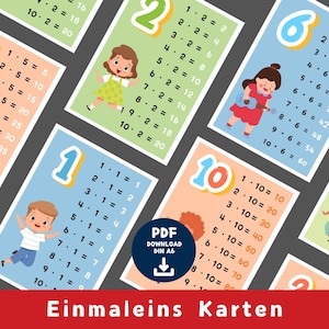 Einmaleins Karten PDF | Das kleine Einmaleins zum Ausdrucken | 1x1 Kinder | Download