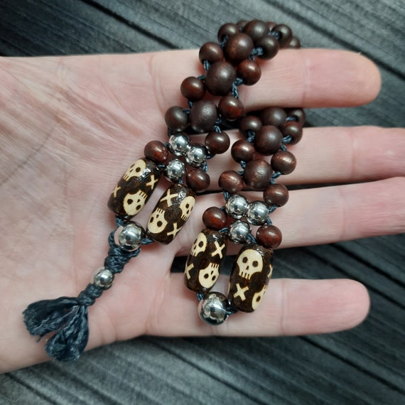 METAL BEAD BRACELET W/TASSEL CHOCOLATE BROWN METAL BEAD BRACELET W/TASSEL CHOCOLATE BROWN
