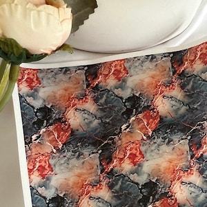 Transfer Sheets Marble effect | Black and Orange Marble | Water Soluble Transfer Paper | Polymer Clay Image Transfers