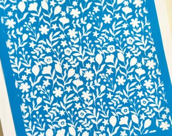 Floral Silk Screen for Polymer Clay Painting (80x90mm)