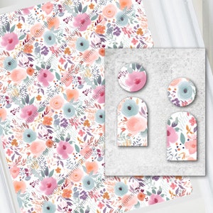 Aquarell Pink Floral Transferpapier Blätter | Kleine rosa Blümchen | Wasserlösliches Transferpapier