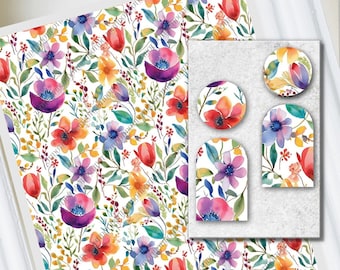 Watercolor Violet Floral Clay Transfer Sheets (4x5 inch)
