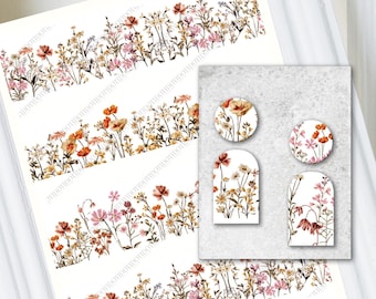 Floral Transfer Sheet: Brown & Pink Flowers for Polymer Clay