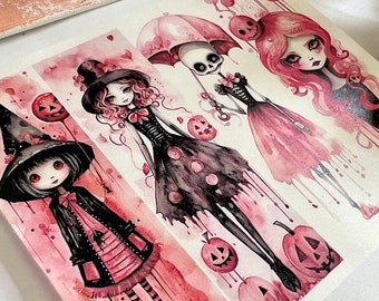 Signets Feuille de transfert Halloween | Crâne de dame rose | créateur de favoris | coupeurs d'argile |signet l lecture coupeurs d'argile | Outils en pâte polymère