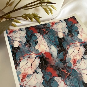 Marble  Effect Transfer Sheets |Red Black Blue and White Marble | Water Soluble Transfer Paper | Polymer Clay Image Transfers 141