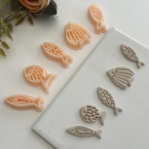 Engraved Fish Clay Cutter Set: Ceramic Look Jewelry, Brooch Making