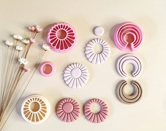 Clay cutter - deco sun shape -  flowers clay cutter   - Earring Jewelry Making - Polymer clay tools - pottery - DIY earrings 136