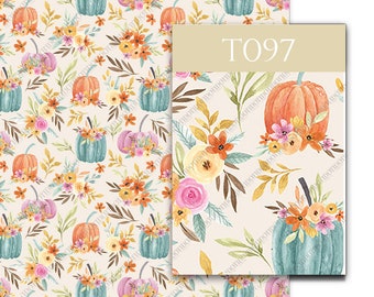 Autumn Pumpkins Transfer Sheets: Water Soluble Polymer Clay Image