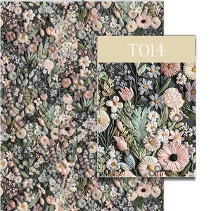 Borduur FlowerTransfer Sheets, Elegant Bloemmotief, Wateroplosbaar Transferpapier, Polymeerklei beeldtransfers