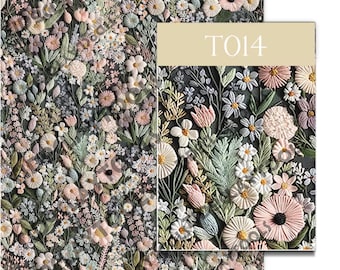 Embrodery FlowerTransfer Sheets ,  Elegant Floral Pattern , Water Soluble Transfer Paper, Polymer clay image transfers